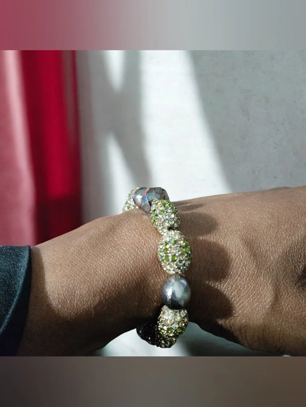 Sparkling Olive Green Bead Bracelet